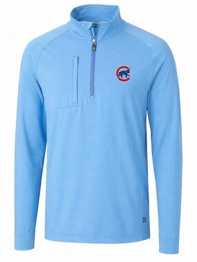 Cutter & Buck Chicago Cubs Quarter-Zip Pullover Small Light Blue Performance